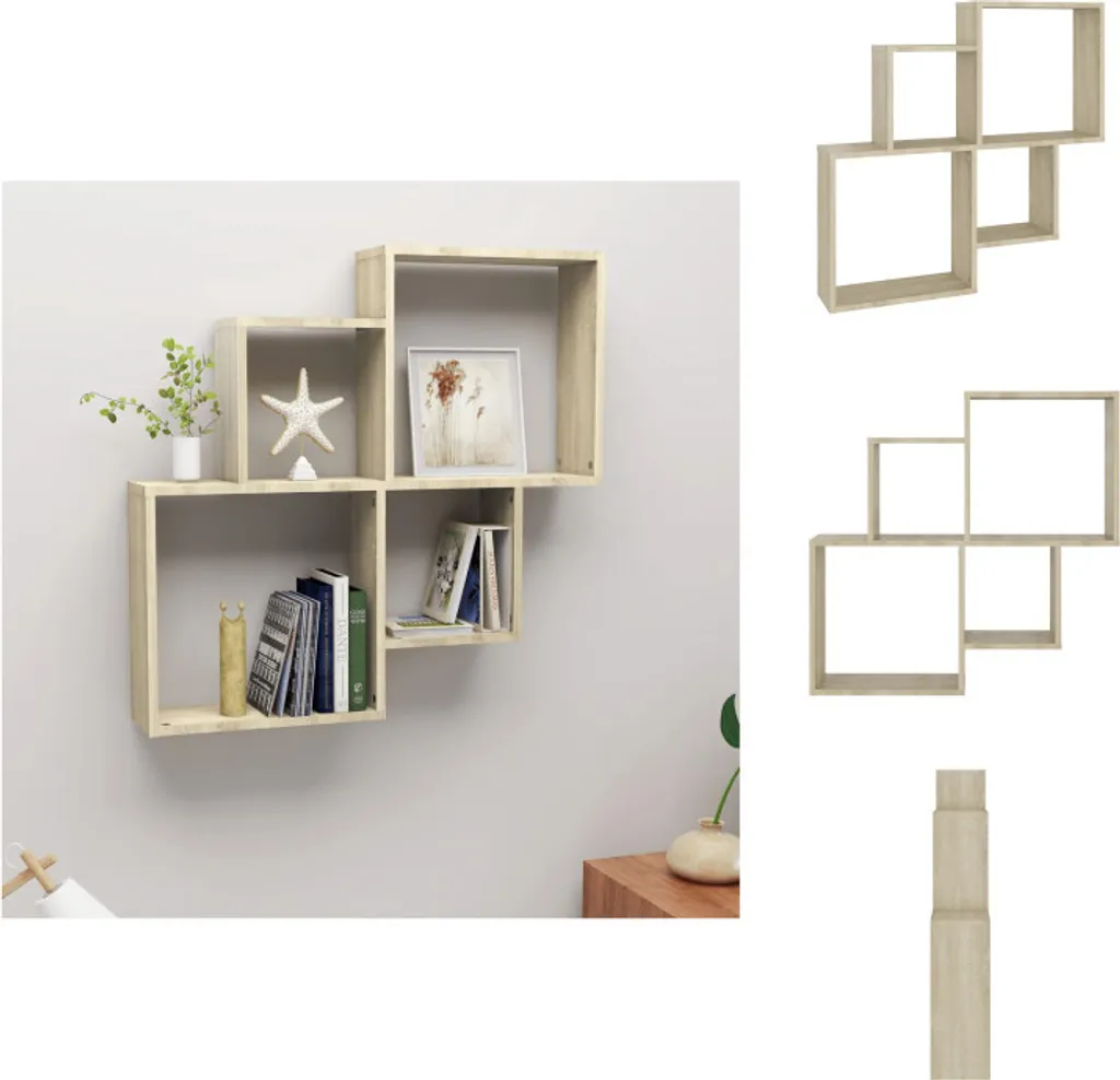 Scaffale a Cubo vidaXL Rovere Sonoma 80x15x78,5 cm | Mensola a Muro Design