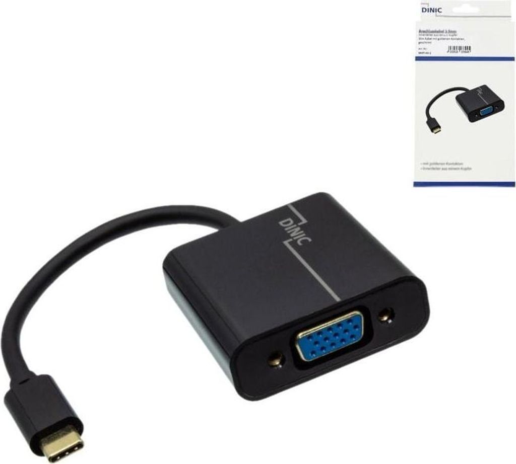 DINIC Adapter USB-C 3.1 Stecker / VGA Buchse, Schwarz