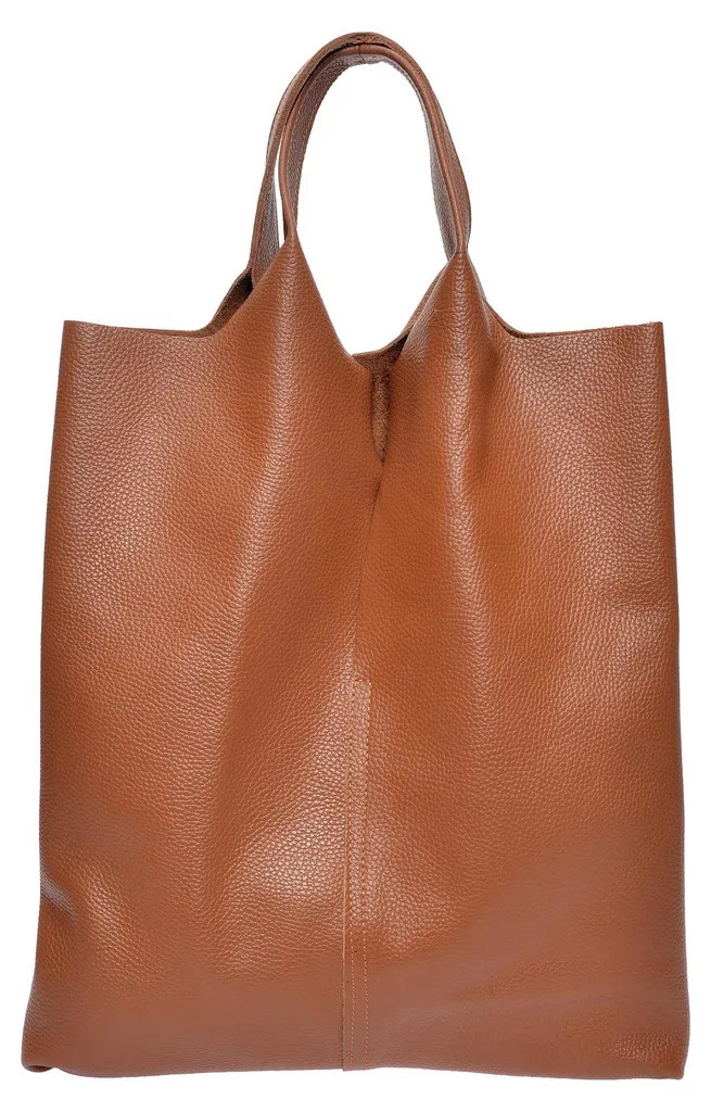 Sac hobo en cuir véritable cognac avec finitions haut de gamme
