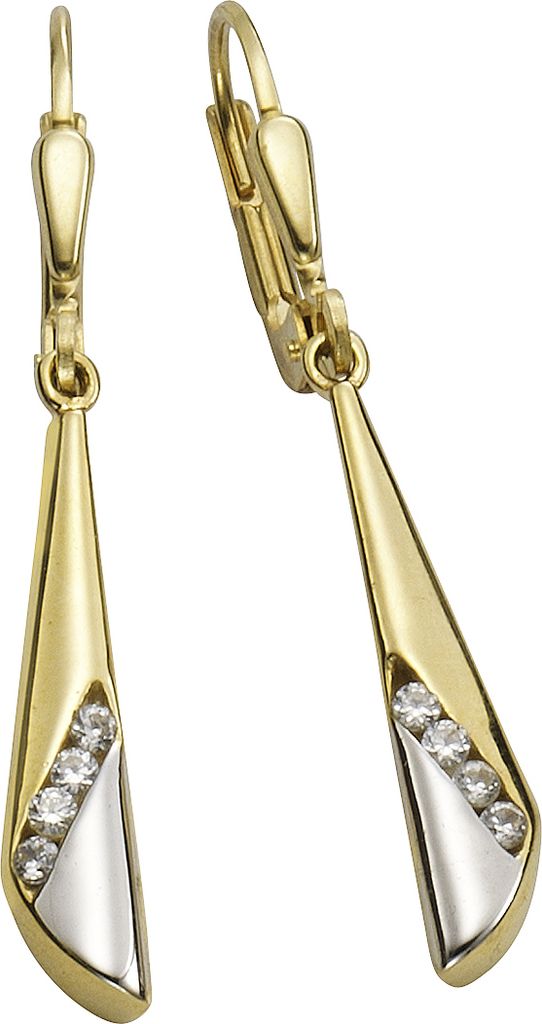 F Ohrhänger 333/- Gold 3,5cm gelb Zirkonia weiß 371330546