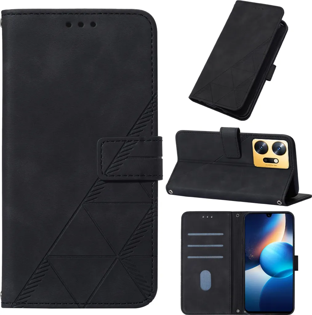 Cover Portafoglio Infinix Zero 20 Pelle Nera Goffrata Antiurto RFID