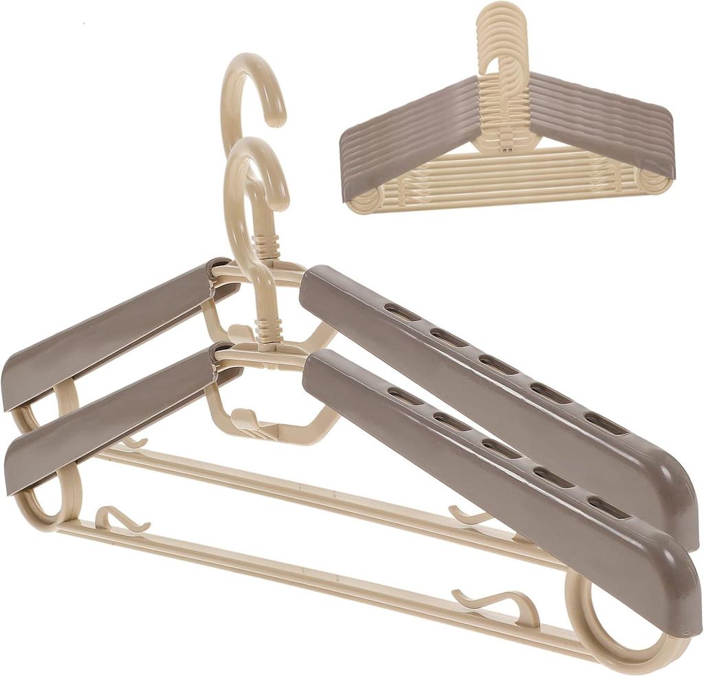 Verstellbare Kleiderbügel aus Kunststoff, 40–58 cm, 10er-Set, rutschfest, für Erwachsenenkleidung und Hosen