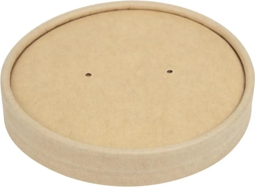 Couvercle papier kraft micro-ondable pour pot à soupe 450 ml - Lot de 500