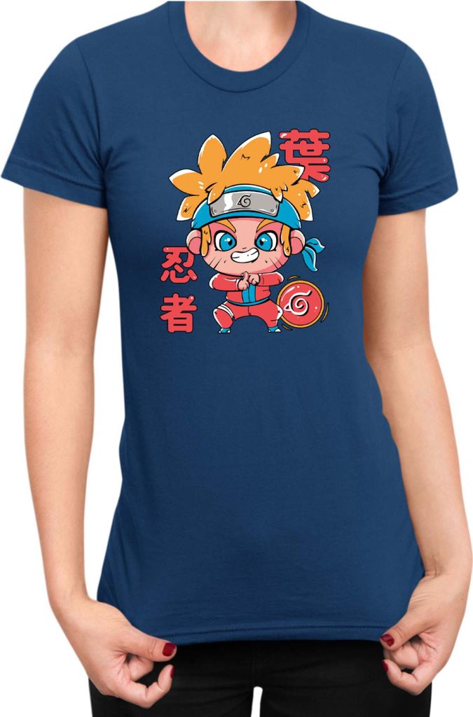 Damen T-Shirt Japan Manga Anime Comics Animation Naruto Cute Drawning, Lady XL / Dunkelblau