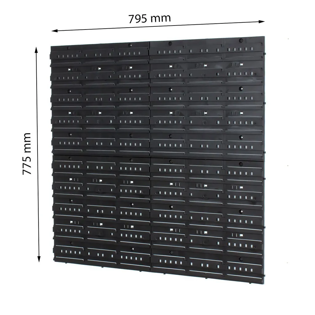 Scatole impilabili Pannelli a parete con scatole Scaffale di smistamento 40 pz. Scatola con coperchio Scaffale a parete 80 x 80 cm Scaffale a parete per officina Scaffale a scivolo Coperchio trasparente Contenitori a giorno Sistema di stoccaggio in plastica - 2