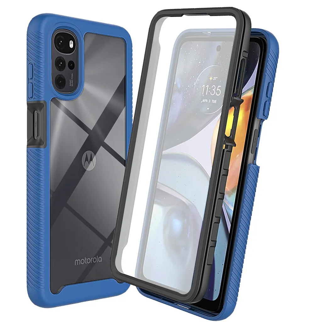 Custodia Full Body Motorola Moto G22: Design 360° Blu Scuro