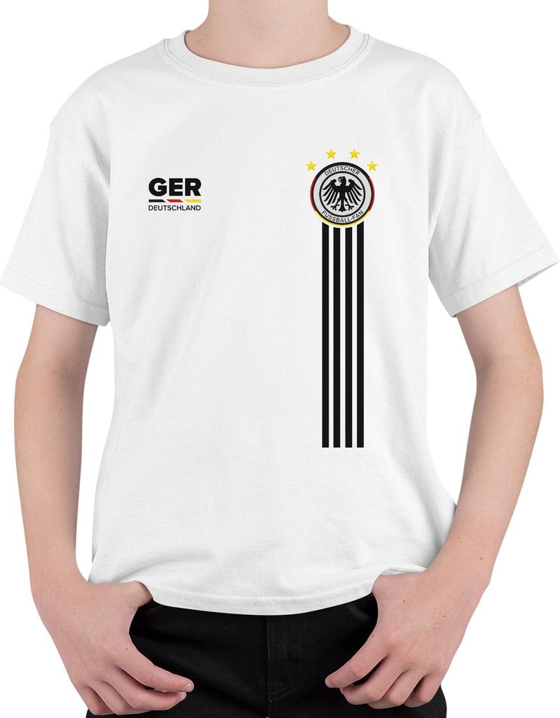 Deutschland Team Fußballfan Adler WM Weltmeister Fussball Trikot Uni Kinder T-Shirt, Weiß, 116