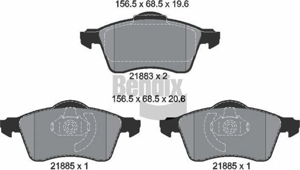 Plaquettes de frein BENDIX BPD1858 pour Transporter IV et VW T4 OE 7D0698151