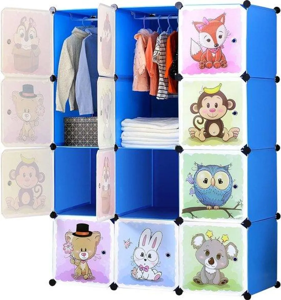 Commode enfant modulable 12 cubes avec portes et structure robuste