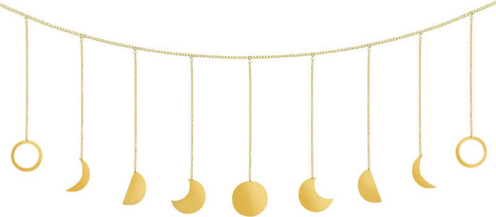 Wand Anhänger handgefertigt elegante Eisenkunst Mond Phase Design Hanging Charm Chain Decoration Home Decor-B