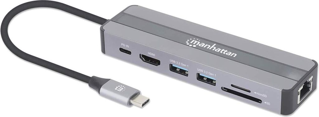 MANHATTAN 7-in-1 Dockingstation HDMI RJ45 2xUSB-A Produktbild 