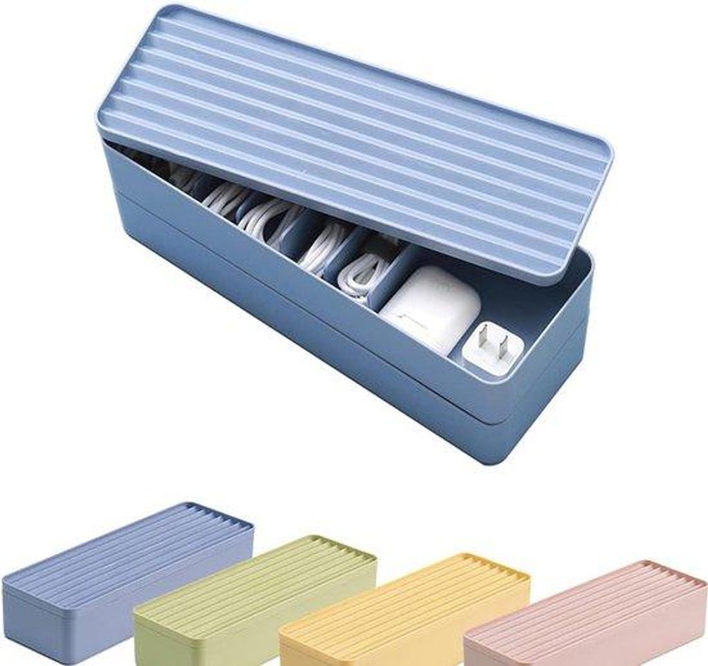 Kabel-Organisator Box mit Deckel, 7-Grid Kabel-Organisierungsbox, großes Kabel- und Draht-Verwaltungskasten für Kabel, Ladekabel, Stecker, Netzst...