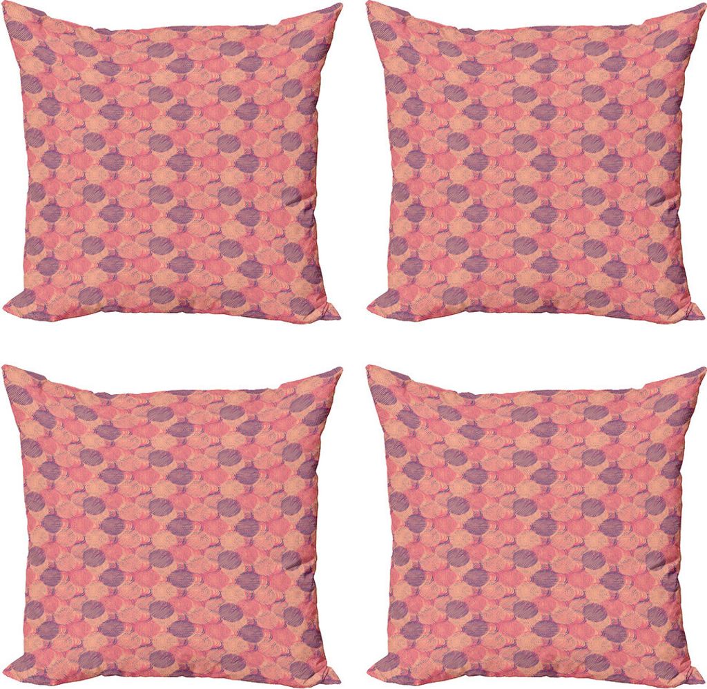 ABAKUHAUS abstrakte Geometrie Kissenbezug Set (4 Stück), Kreis Stripes, Moderner Doppelseitiger Digitaldruck, 60 cm x 60 cm, Mehrfarbig