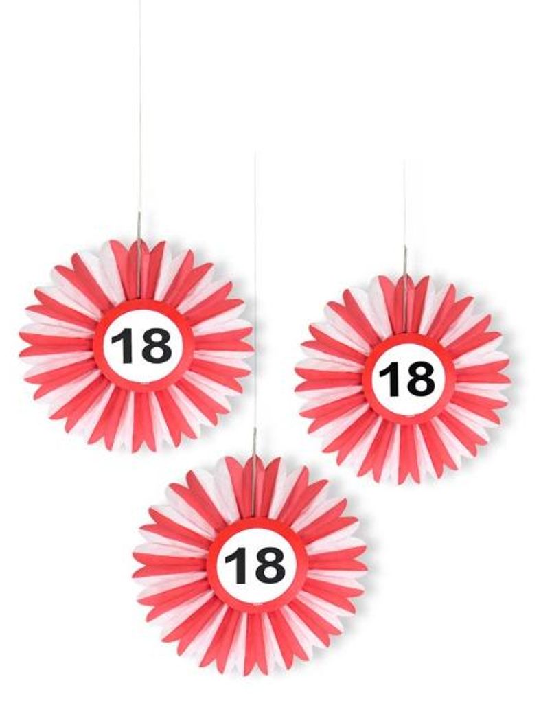 3 Verkehrsschild 18 Papierrosette 25cm Produktbild 