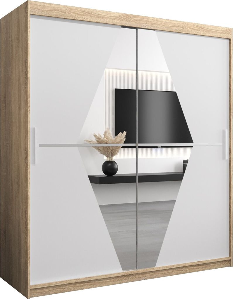 Kleiderschrank, Schiebetürenschrank Schlafzimmer, Schrank mit Spiegel BOLIWIA 180 cm