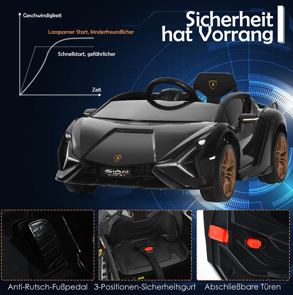 COSTWAY Samochód dziecięcy Lamborghini 12V z pilotem 2.4G, Zdjęcie produktu 3