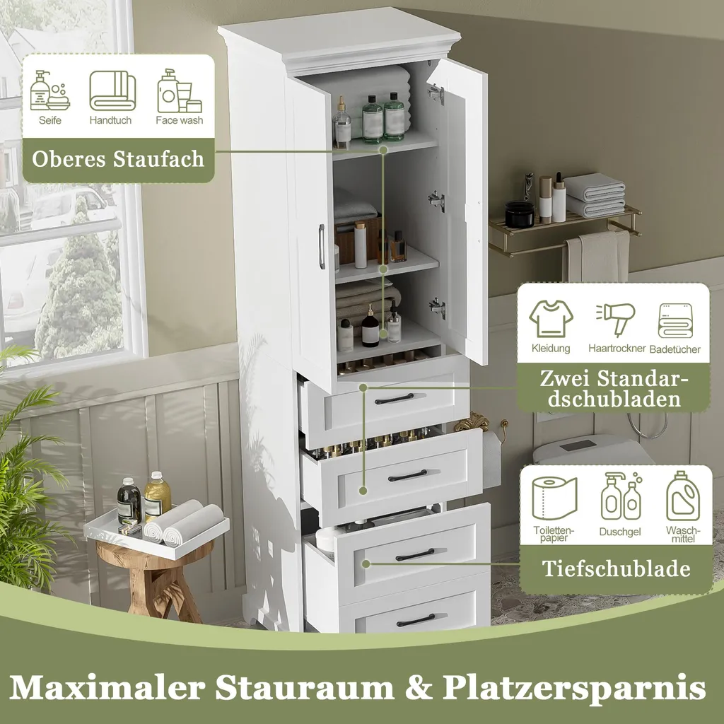 Armoire de salle de bain Soft-Close à étagères réglables et vitrine chic - 8