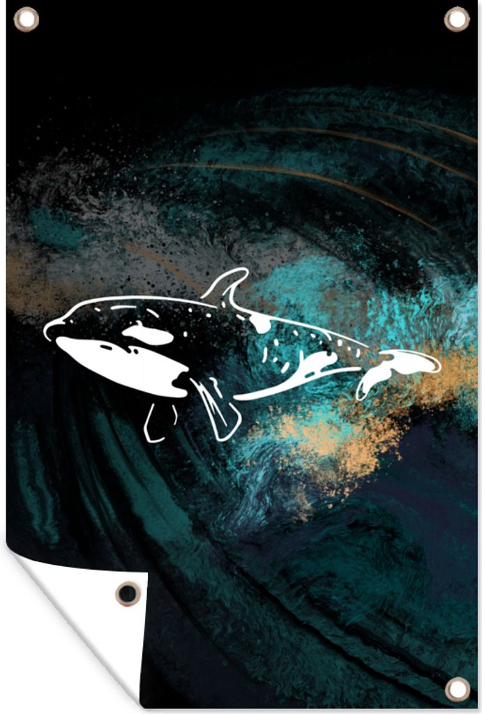 MuchoWow 40x60 cm Outdoor-Poster Gartendeko Sichtschutz Garten Poster für den Garten Tier - Meer - Golf - Orca