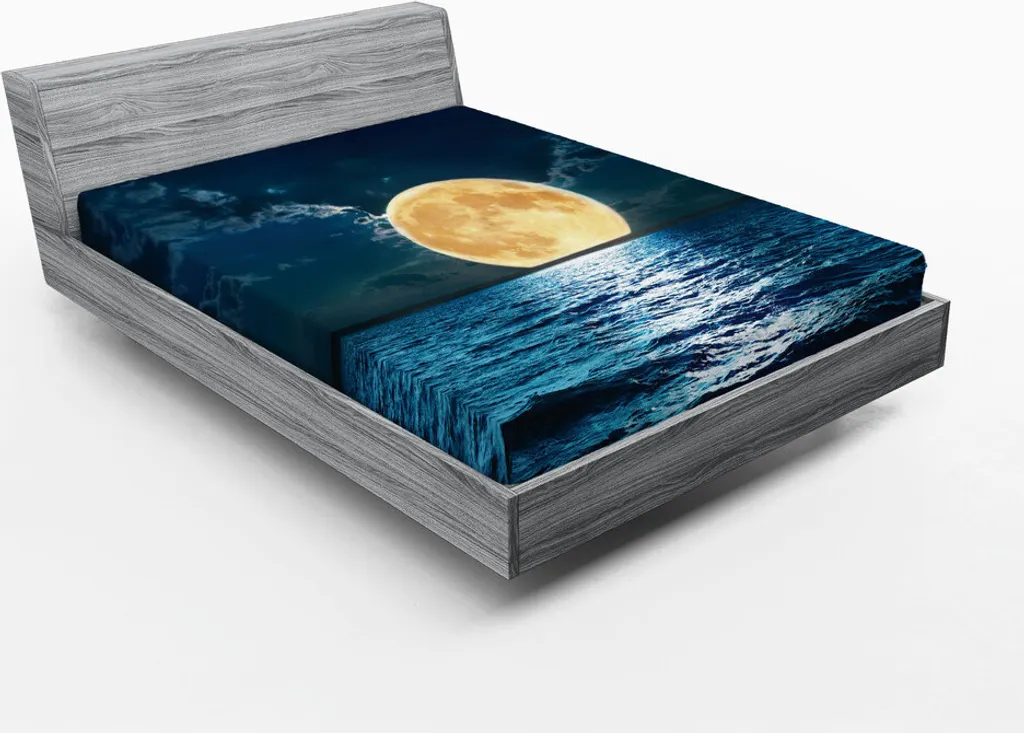 Drap-housse Imprimé Océan 180x200 cm ABAKUHAUS Jaune Dream Mystic Chic