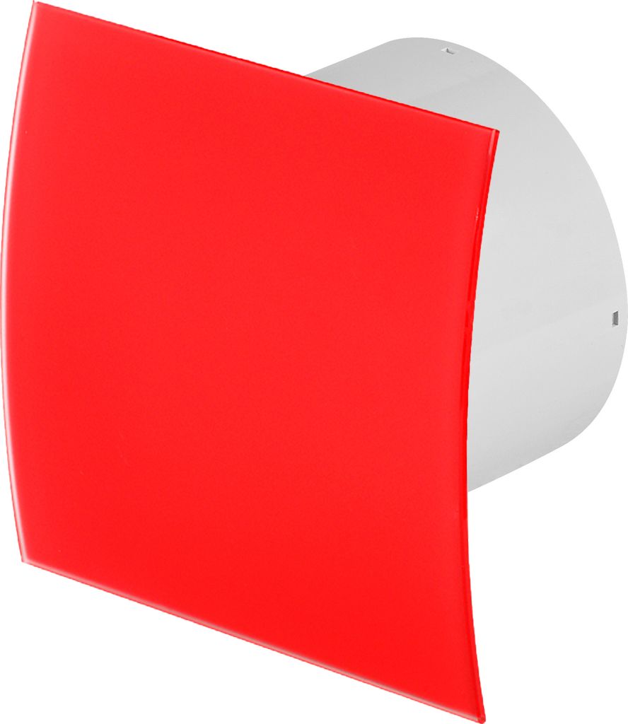 Wohnraumlüfter Badlüfter Badventilator Lüfter Deckenlüfter Glas Ø 100 mm rot Feuchtesensor / Hygrostat rot matt gebogen