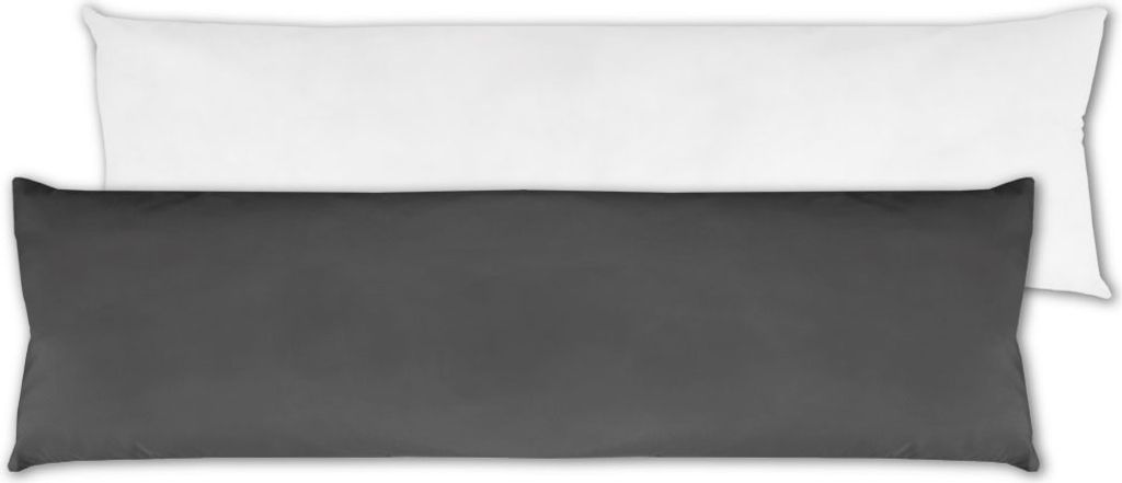 Seitenschläfer Kissenhülle, Hülle für Ihr Füllkissen oder Seitenschläferkissen inkl. Füllkissen (ca. 40x140cm / Anthrazit)