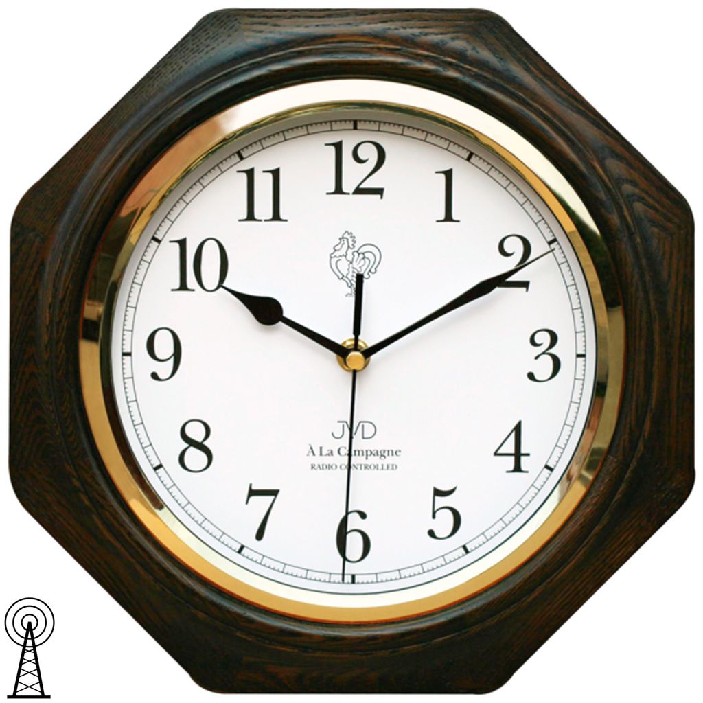 JVD NR7172.2 Wanduhr Funk Funkwanduhr analog achteckig Holz Produktbild 