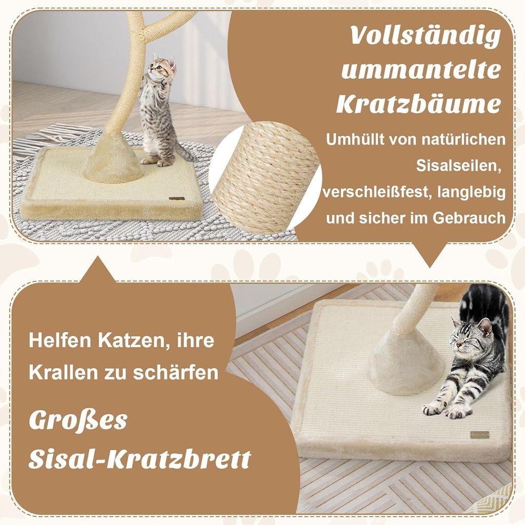 COSTWAY Kratzbaum, 178 cm Katzenbaum mit Sisal-Kratzsäulen, Produktbild 3