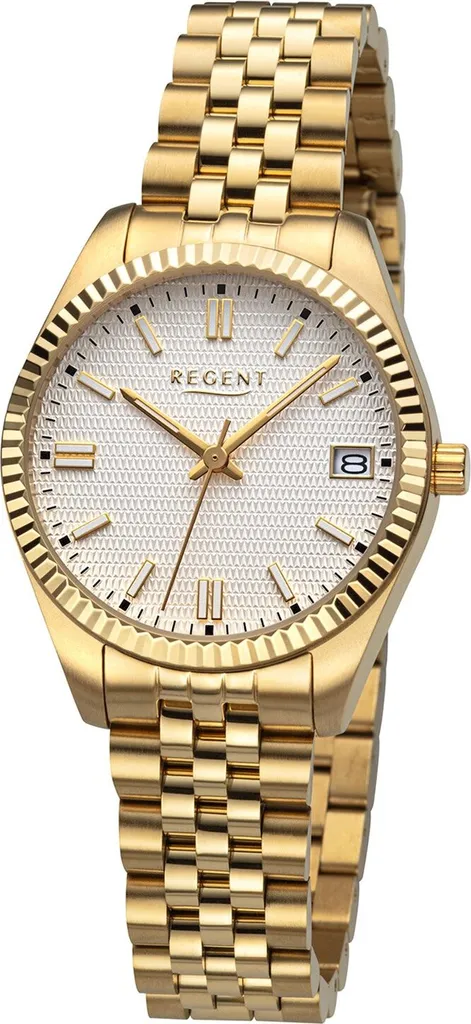 Montre Dame Regent BA-877 Bracelet Bicolore et Cadran Lisible Argenté