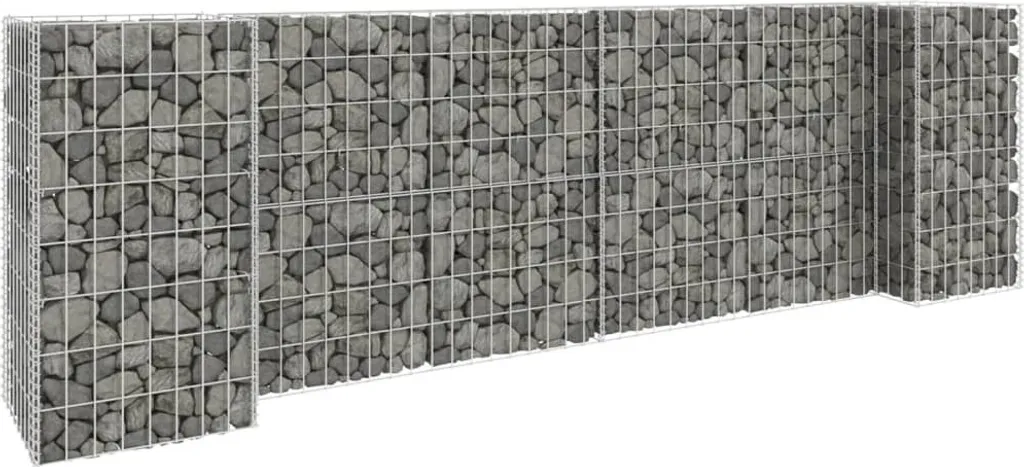 Bac à fleurs gabion en acier galvanisé forme H pour jardin 260x40x80 cm