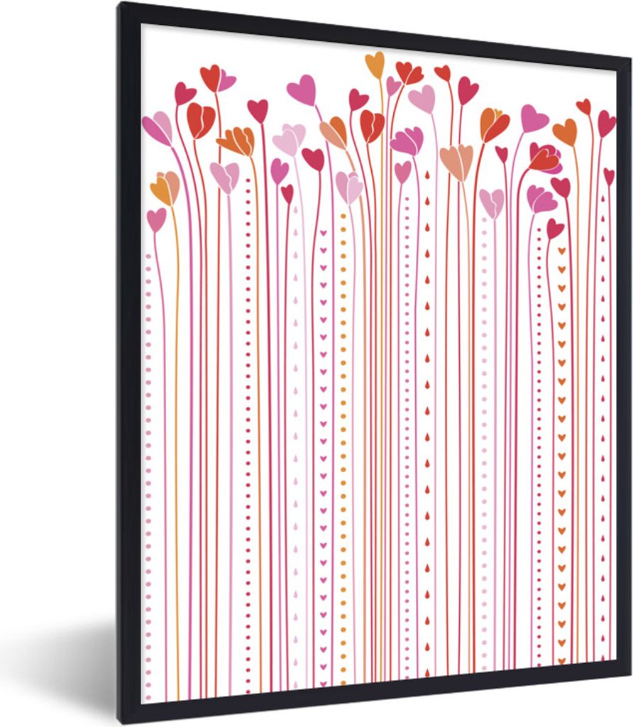MuchoWow Gerahmtes Poster Eine Illustration von wachsenden Herzen 60x80 cm - Poster mit Schwarzem Bilderrahmen Wandposter Rahmen Foto Bilder - Pr...