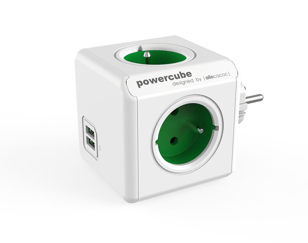 ALLOCACOC Allocacoc PowerCube Original USB Typ E Stromverlängerung 4 Steckdose(n) Innen Blau