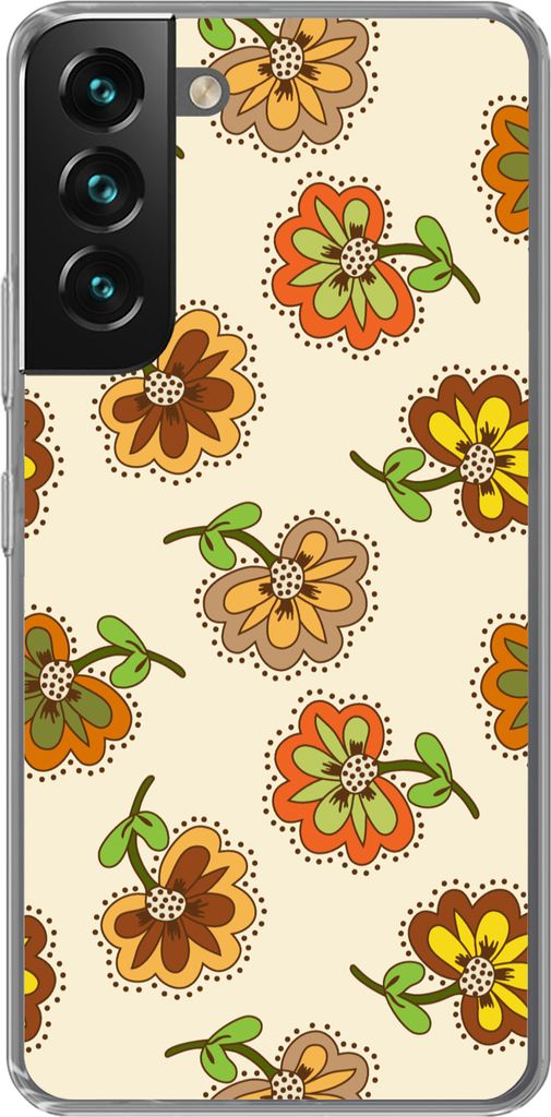 MuchoWow Handyhülle Schutzhülle Hülle für Telefoonhoesje Samsung Galaxy S22 Design - Blumen - Retro - Vintage Silikon Softcase Handy Hülle -...