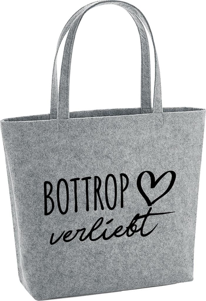 Huuraa Filzshopper Bottrop verliebt 22 Liter Grey Melange Filztasche Geschenkidee