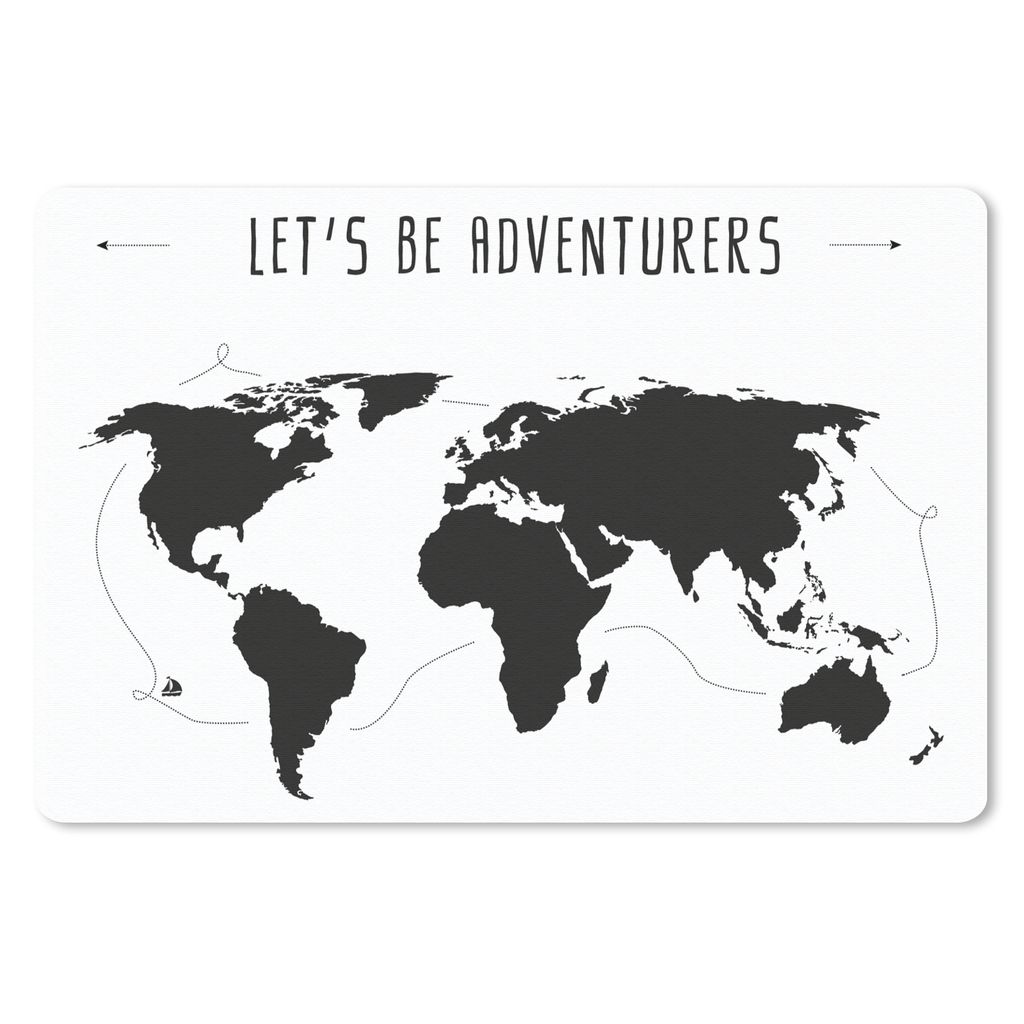 MuchoWow Mauspad Mousepad Weltkarte - Zitat - Schwarz - Weiß - Kind - Mädchen 27x18 cm - Mousepads - Maus Mat - Pad - Mausunterlage - Büroarti...