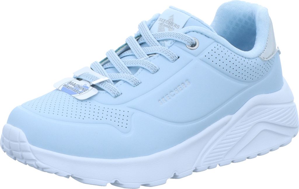 Skechers Kinder-Mädchen-Sneaker UNO LITE Hell-Blau-Silber-Weiß, Farbe:blau, EU Größe:281/2