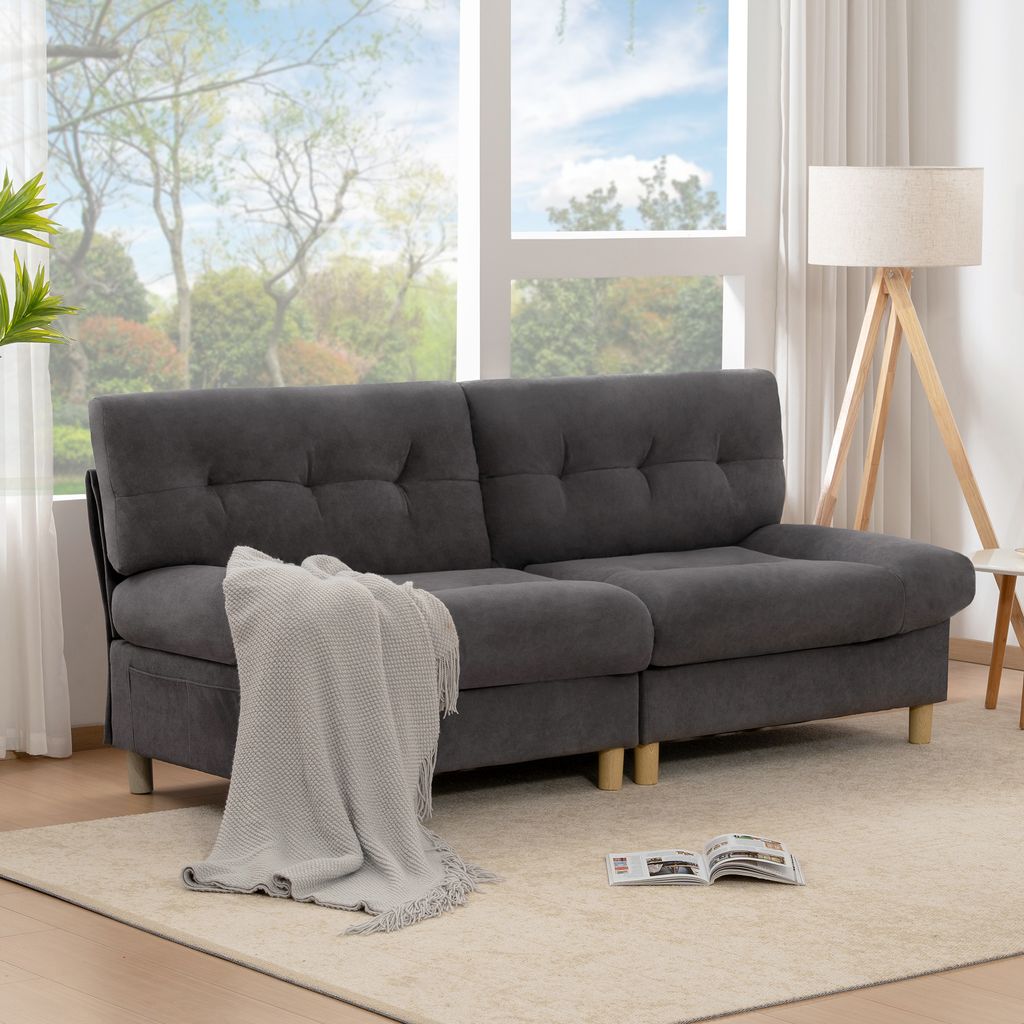 MERAX Sofa im Wolkenform-Design – Teddystoff, Ergonomisch, mit Aufbewahrungstaschen, Für Wohnzimmer, Schlafzimmer, Wohnung