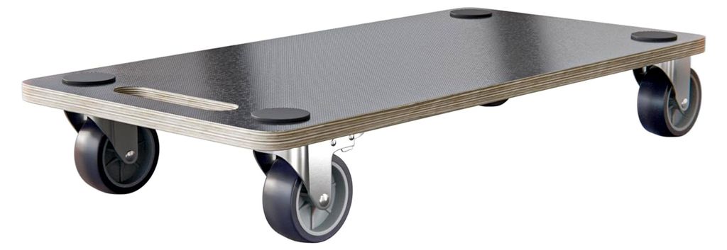 Transportroller – Rechteckige Rollplattform – 4 rutschfeste Auflagen – 60 x 34 cm – Max. Tragkraft: 350 kg – 4 Rollen: 2 mit Bremse – M...