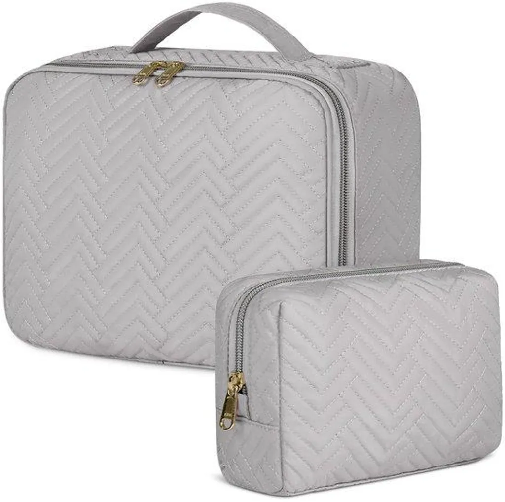 Pochette Voyage Imperméable Femme - Lot de 2 Trousses Noires et Grises XL