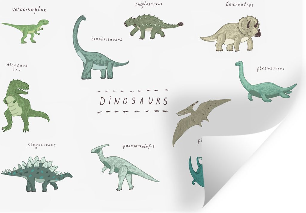 MuchoWow Wandtattoo Wandsticker Wandaufkleber Kinderzimmer - Farben - Dinosaurier - Junge - Mädchen - Kind 90x60 cm Selbstklebend und Reposition...