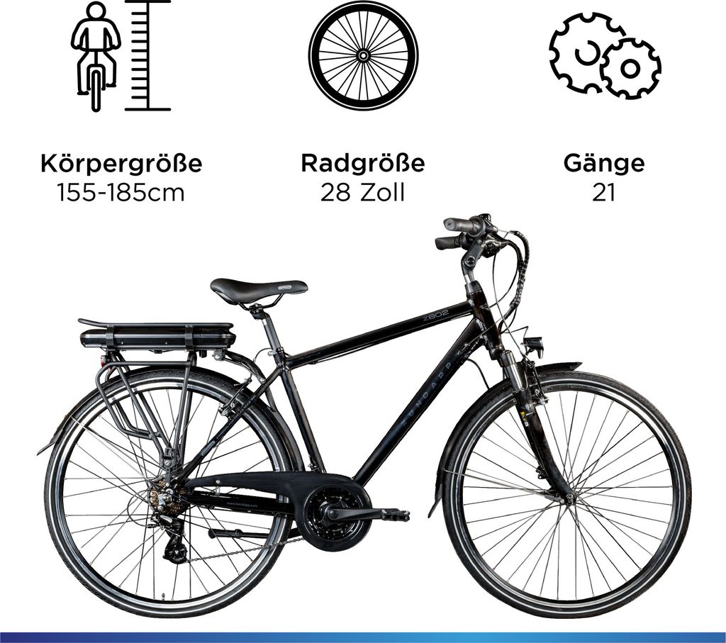 Zündapp Z802 E Bike 28 Zoll Trekkingrad Herren 155 - 185 cm Produktbild 3