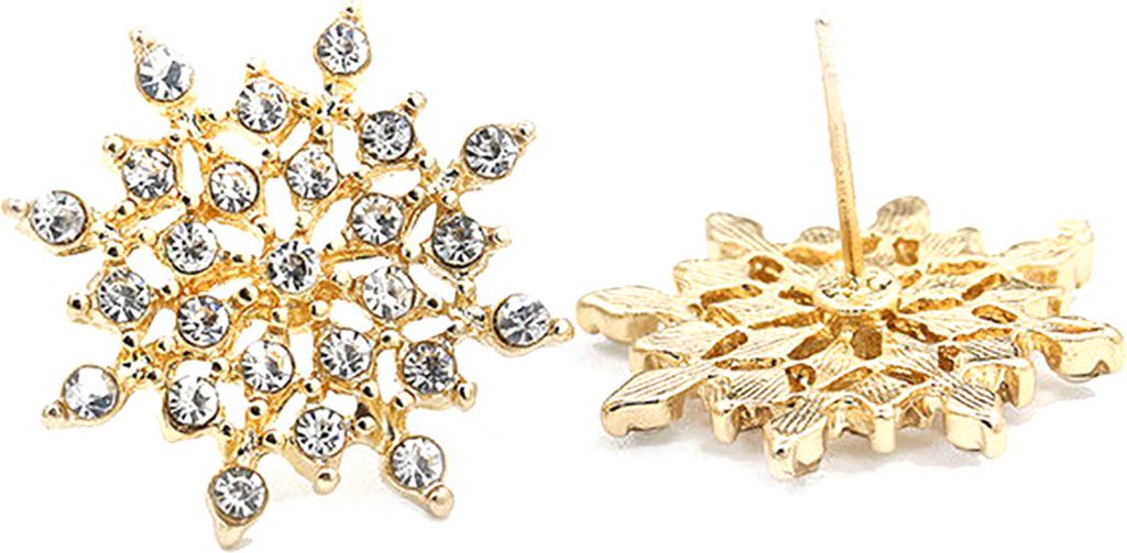 1 Paar Damen-Ohrringe, modisch, elegant, Schneeflocken-Strass-Ohrringe, Schmuck, Geschenk für den täglichen Gebrauch-Gold
