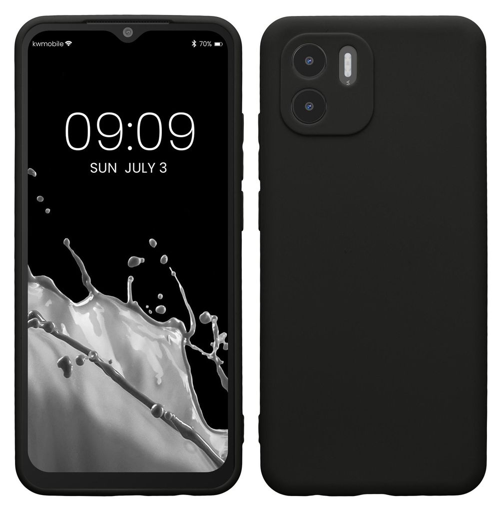 kwmobile Handyhülle für Xiaomi Redmi A1 Hülle - weiches Handy Silikon Case - Schutzhülle Cover - Schwarz matt
