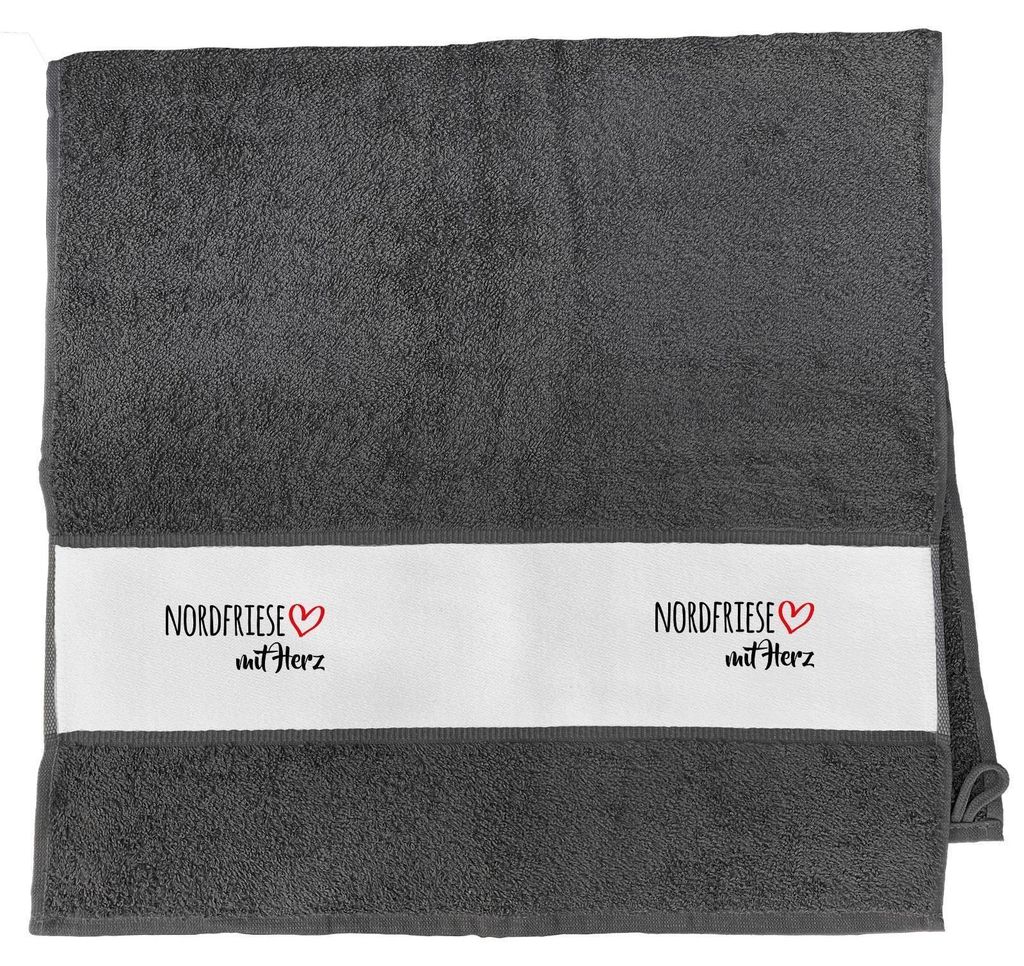 Huuraa Handtuch Nordfriese mit Herz 50x100cm Graphite Baumwolle Handtuch Geschenkidee