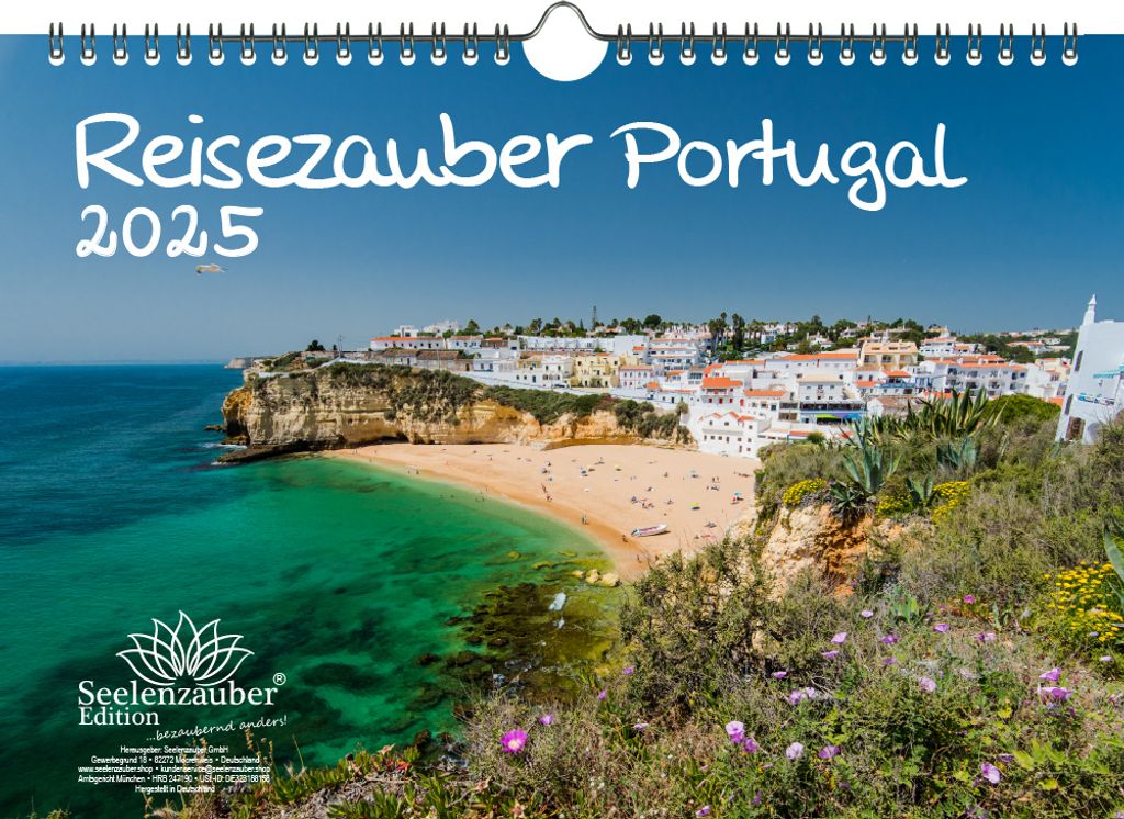 Reisezauber Portugal DIN A4 Kalender für 2025 Lissabon Urlaub Strand Meer - Seelenzauber
