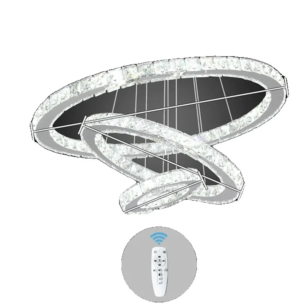 Lustre LED cristal sans scintillement avec télécommande pour grand salon