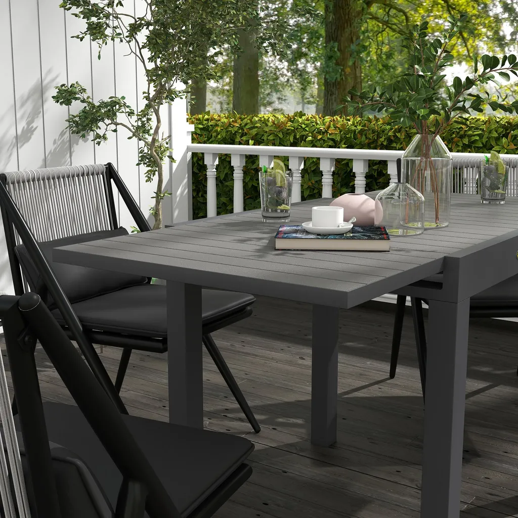 Table de terrasse en aluminium résistant, extensible de 81 à 162 cm gris