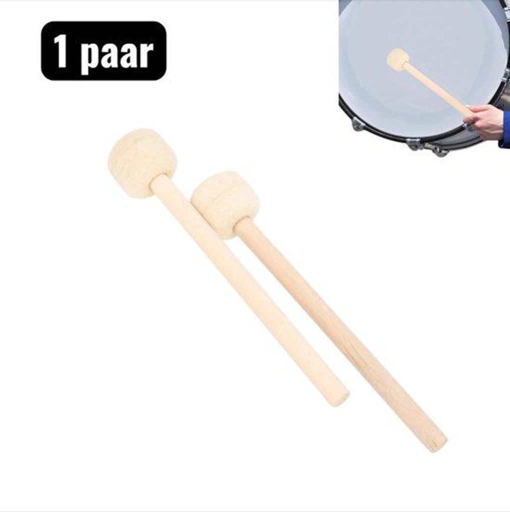 Professionelle Holzstäbchen für Percussion-Trommeln - Holzstöcke mit großen Gummidämpfern - Fanfaren- und Marching-Stöcke für Musikvereine