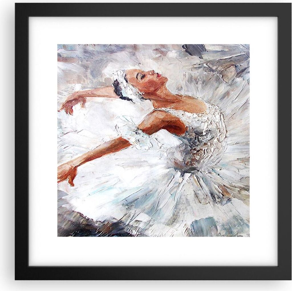Gerahmtes Poster - Schwarzer Rahmen - Frau Tanz Ballett Körper - 30x30 cm - Wand Bild - Wanddeko - Wandbilder - Wandposter - Bilderrahmen - Bilder...