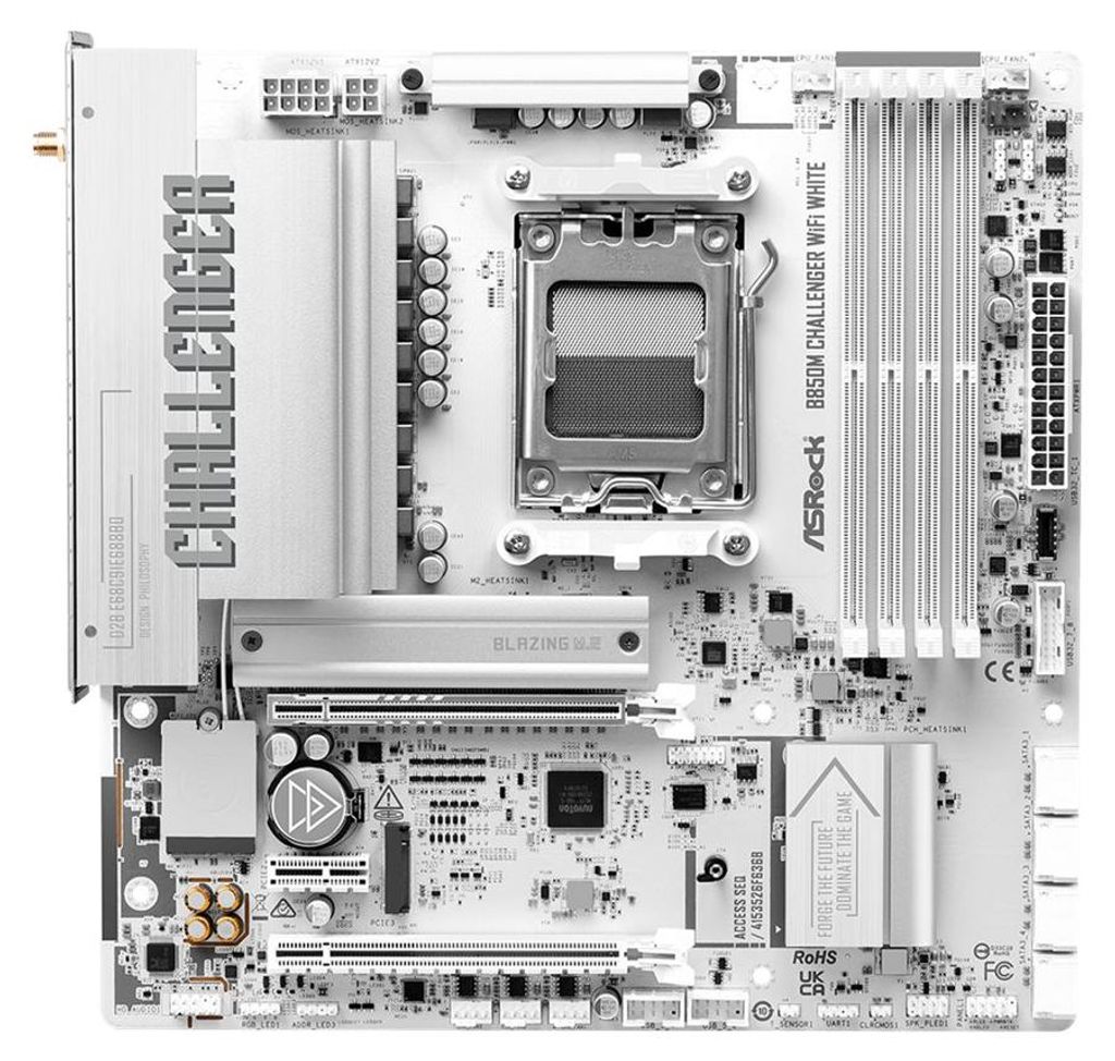 ASRock B850M Challenger WiFi White - Motherboard - micro ATX - Socket AM5 - AMD B850 Chipsatz - USB 3.2 Gen 1, USB-C 3.2 Gen 1 - 2.5 Gigabit LAN, B...