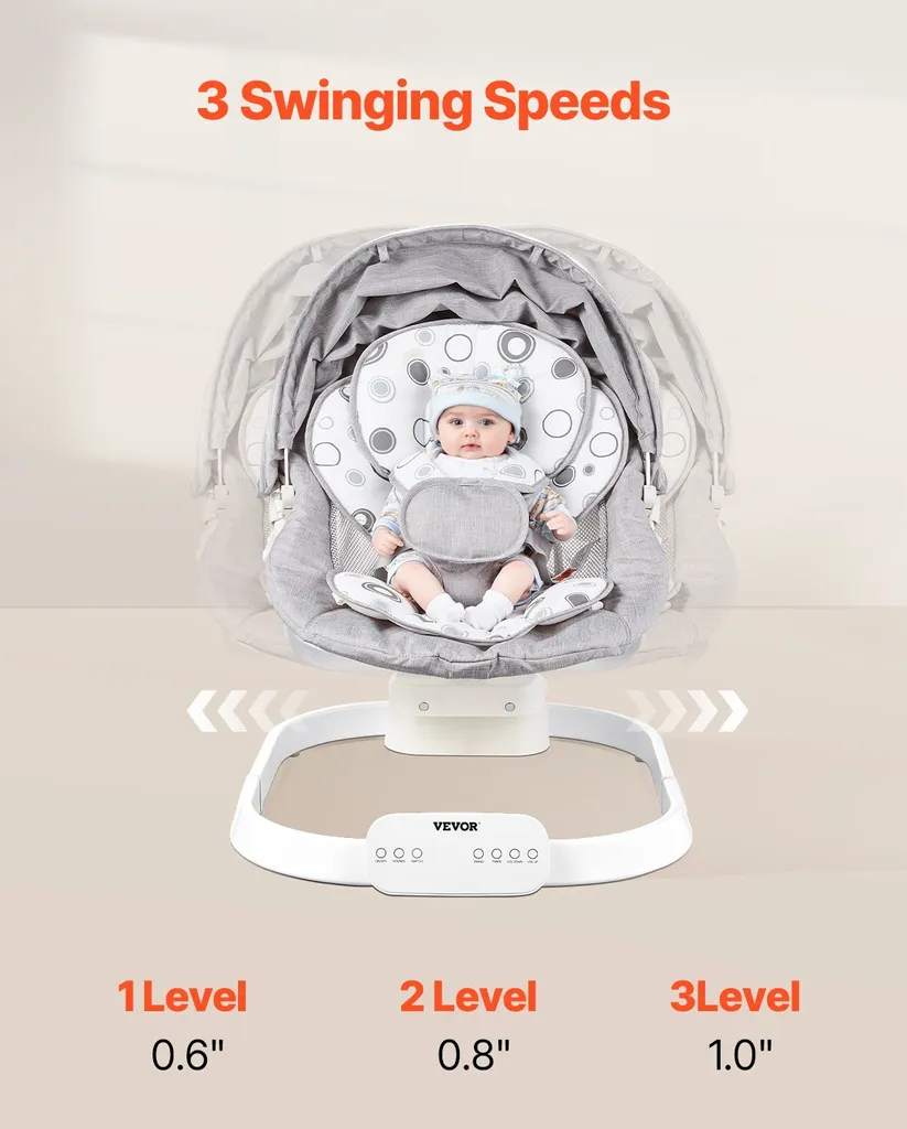 Balançoire Bébé Électrique Transat 3 Positions avec Bluetooth et Télécommande
